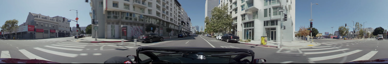Hollywood — a still from a 360° driving plate filmed from a car